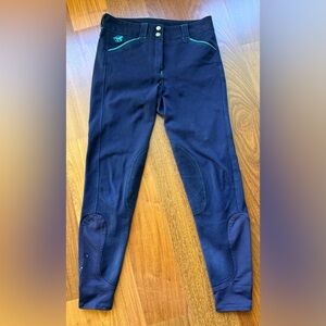 Piper by Smartpak Women’s Navy /Aqua Knee Patch Breeches Riding Pants Size 26L